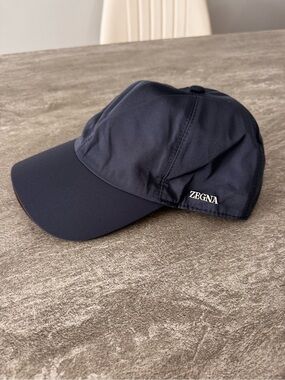 Zegna Navy Logo Baseball Cap